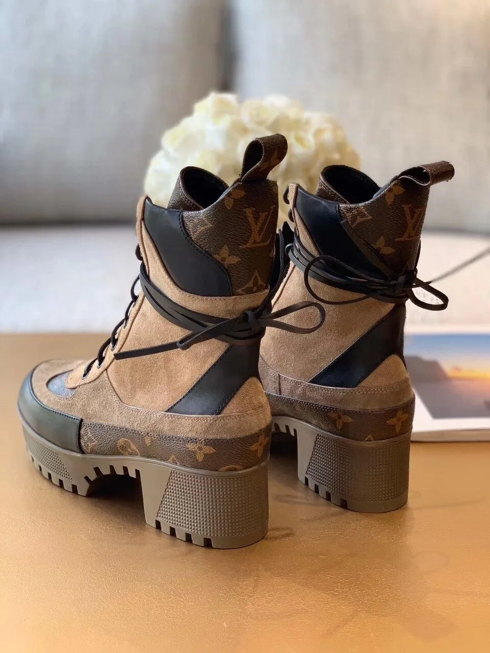 Louis Vuitton Laureate Desert Boots Patent Monogram Material Brown LV 1A4XYE - Image 3