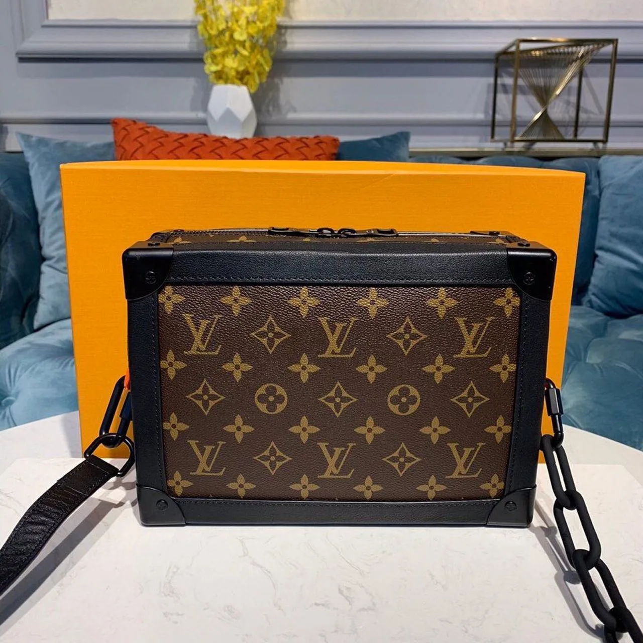 Louis Vuitton Soft Trunk Crossbody / Brown Monogram Canvas Black Hardware - Image 4