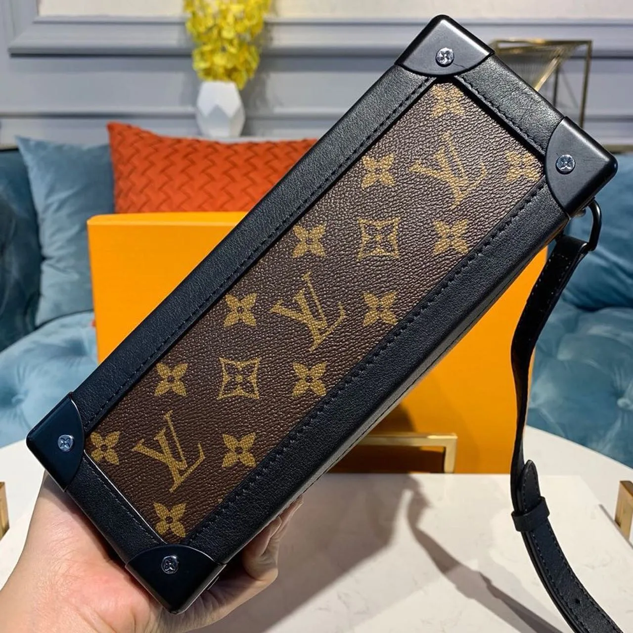 Louis Vuitton Soft Trunk Crossbody / Brown Monogram Canvas Black Hardware - Image 5