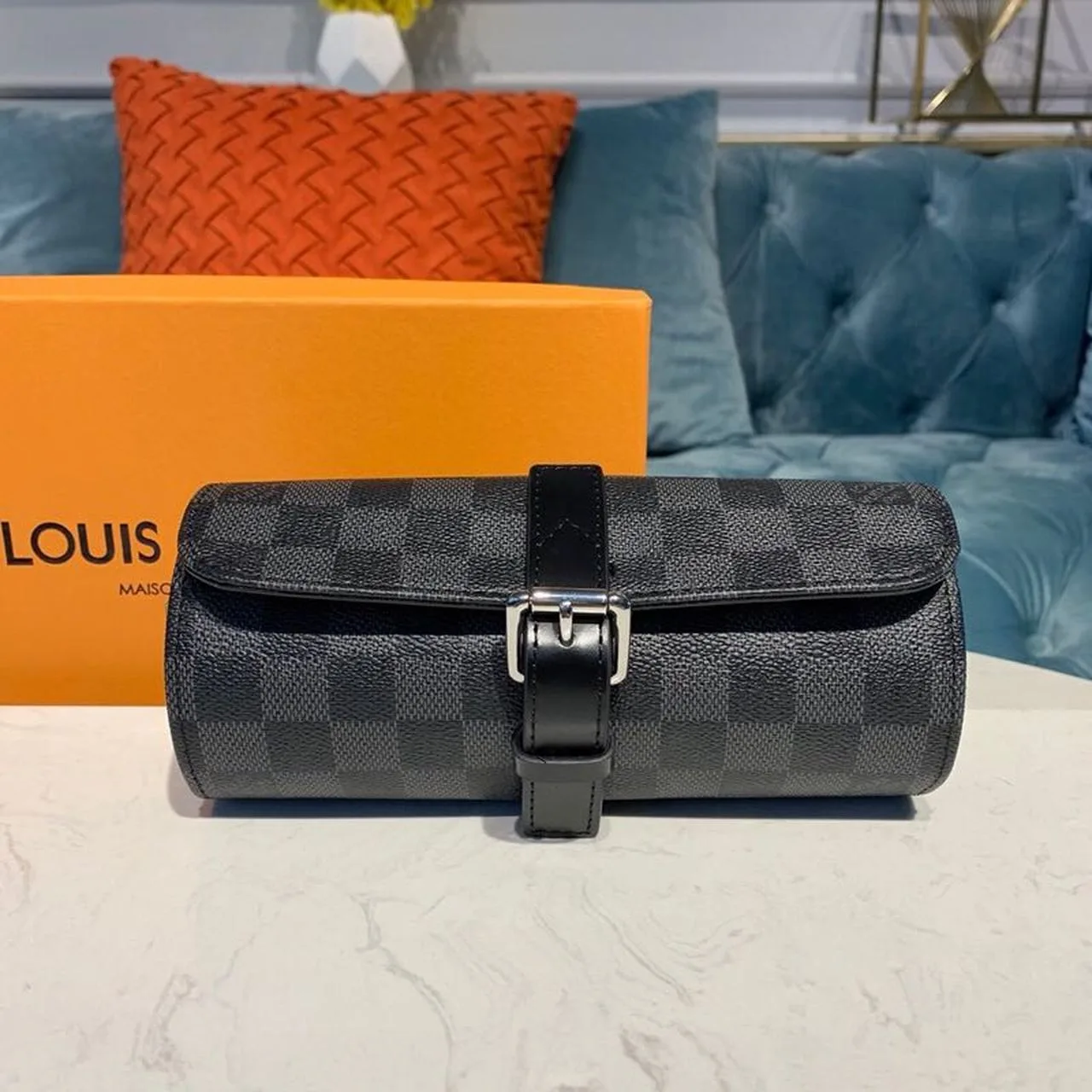 Louis Vuitton 3 Watch Case Damier Graphite Canvas - Image 5