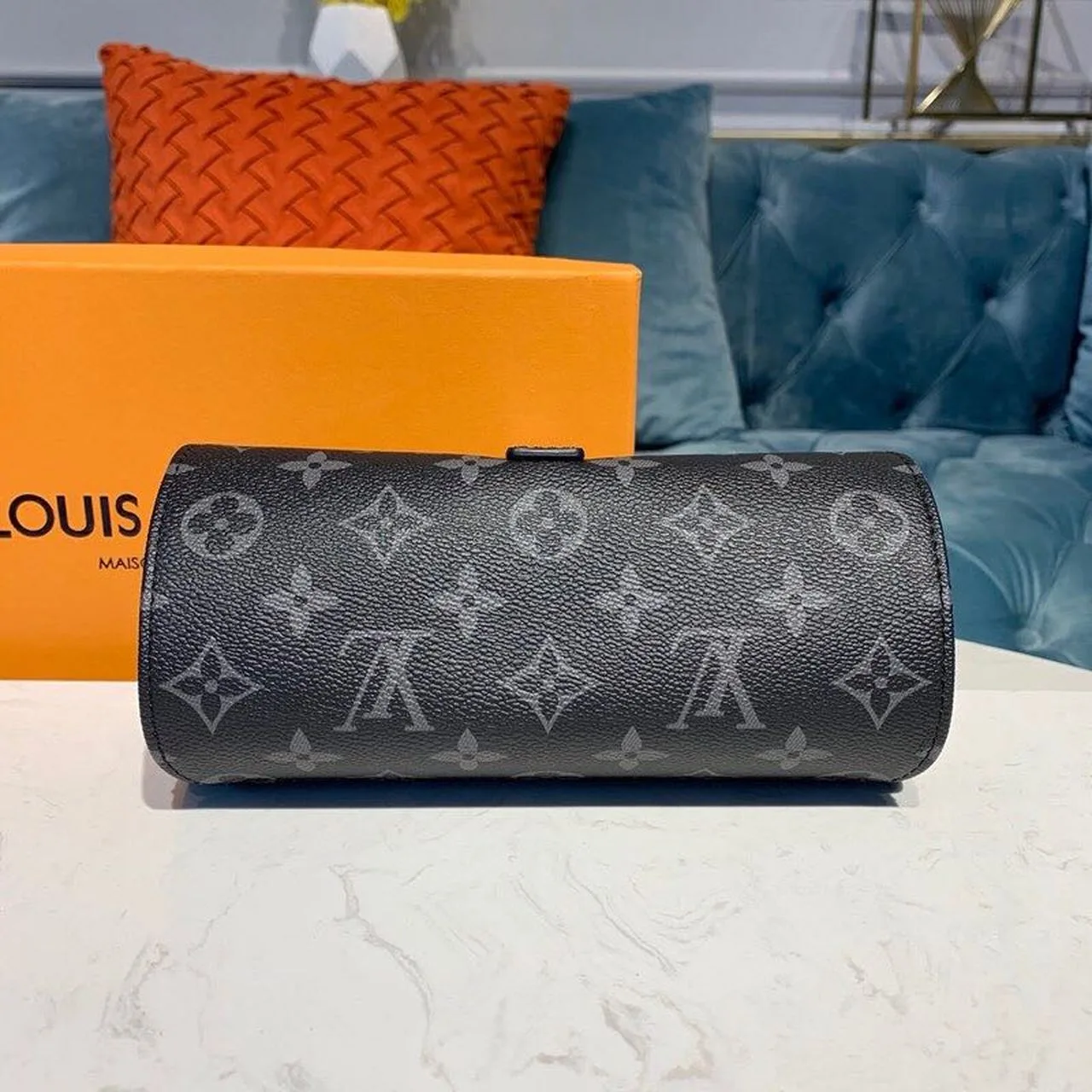 Louis Vuitton 3 Watch Case Monogram Eclipse Canvas - Image 3
