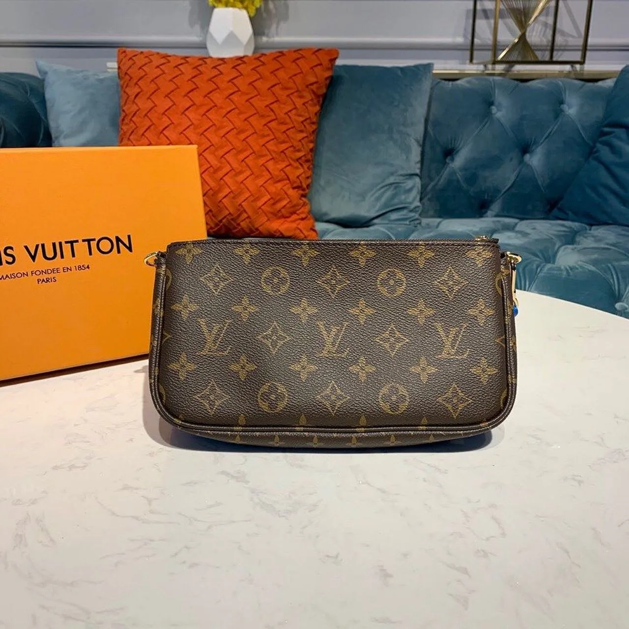 Louis Vuitton Multi Pochette Accessoire Shoulder Bag / Blue Monogram Canvas Gold Hardware - Image 6