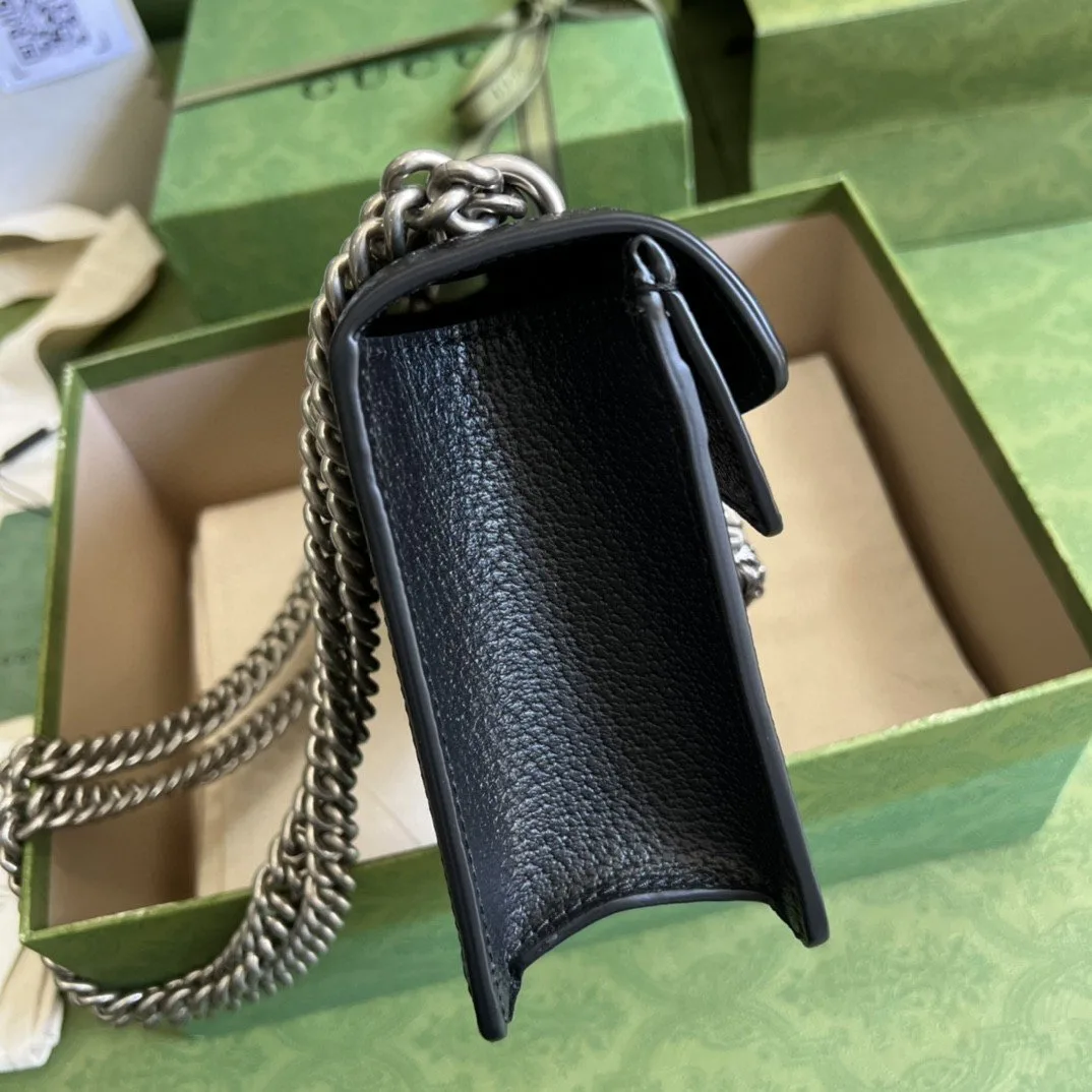 Gucci Dionysus Small Shoulder Bag / Black/ Ivory GG Denim Jacquard Antique Silver Hardware - Image 6