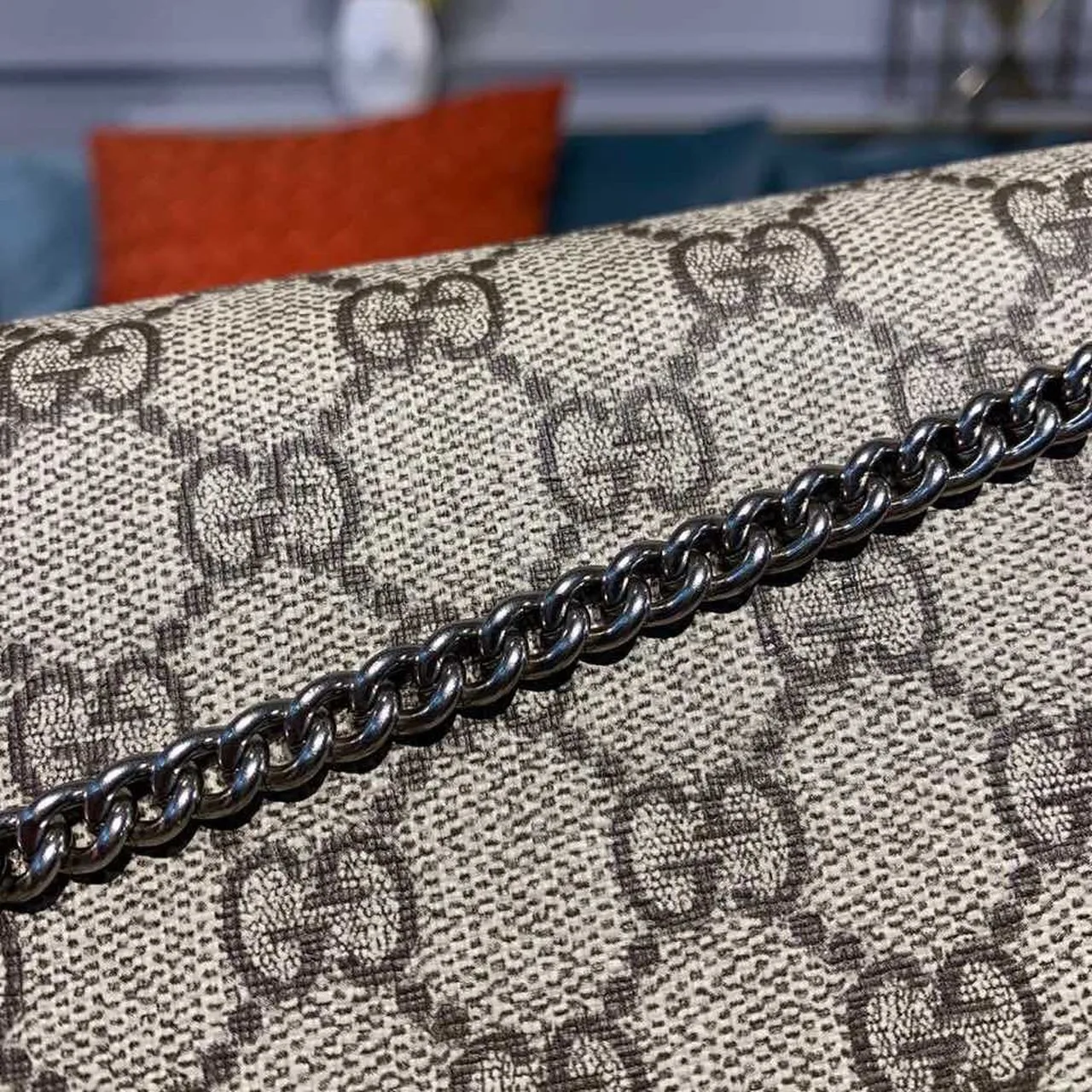Gucci Dionysus Super Mini Bag Emerald GG Supreme Canvas Made Using An Earth-Conscious Process With Taupe Detail / - Image 9