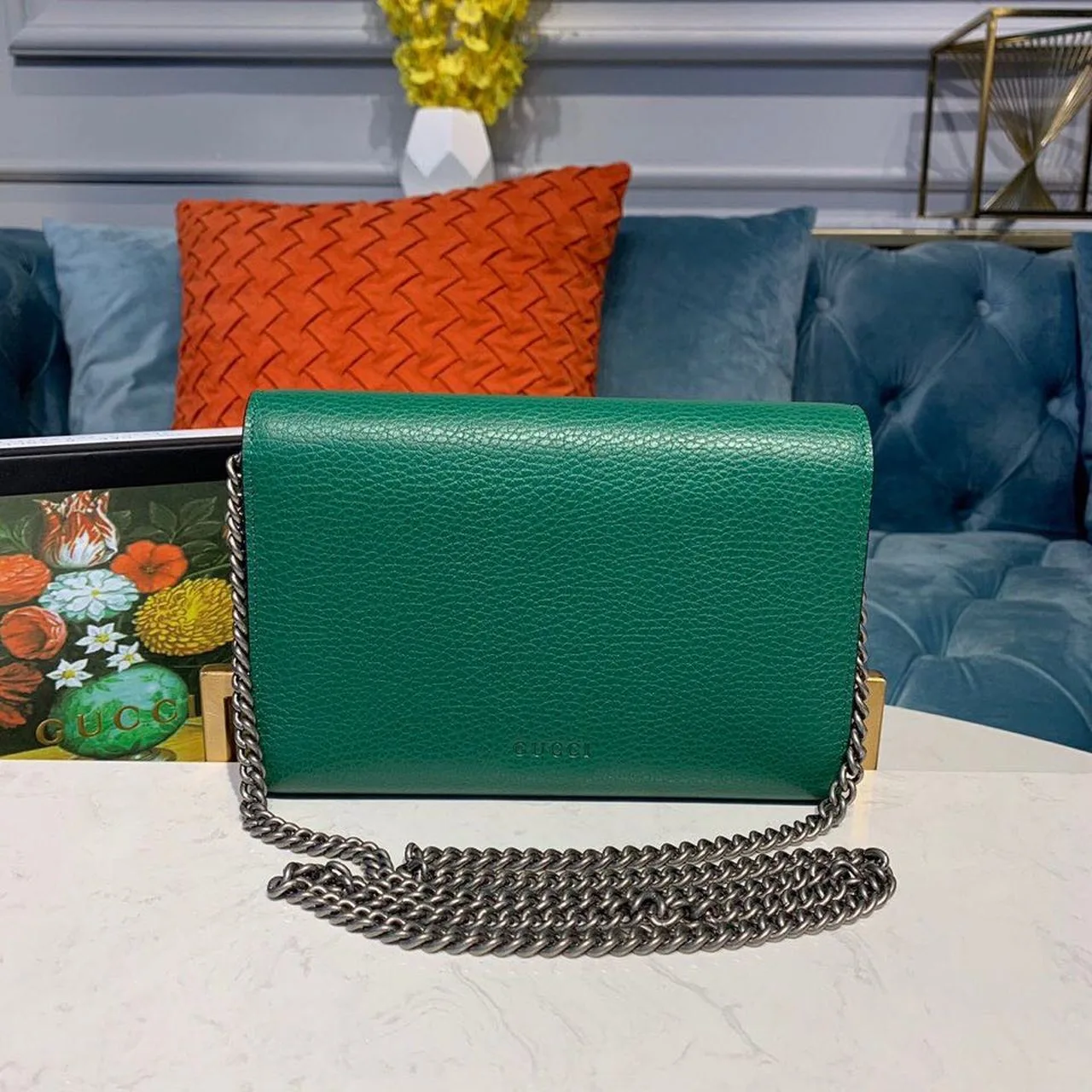 Gucci Dionysus Mini Chain Shoulder Bag / Emerald Green Metal Free Tanned Antique Silver Hardware - Image 5