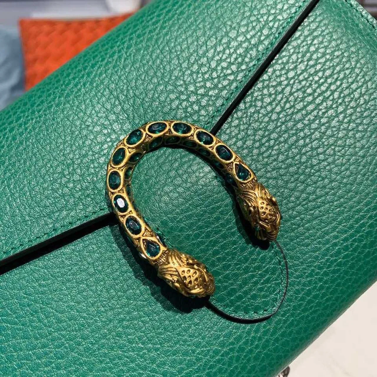 Gucci Dionysus Mini Chain Shoulder Bag / Emerald Green Metal Free Tanned Antique Silver Hardware - Image 10