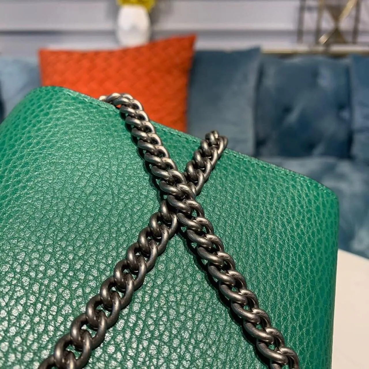 Gucci Dionysus Mini Chain Shoulder Bag / Emerald Green Metal Free Tanned Antique Silver Hardware - Image 9