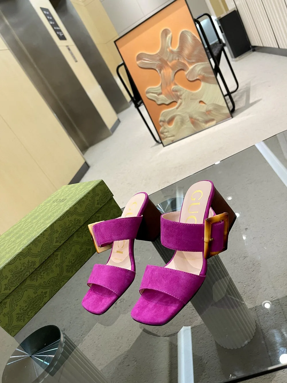 Gucci Women’s Sandal With Bamboo Buckle Purple - Image 3