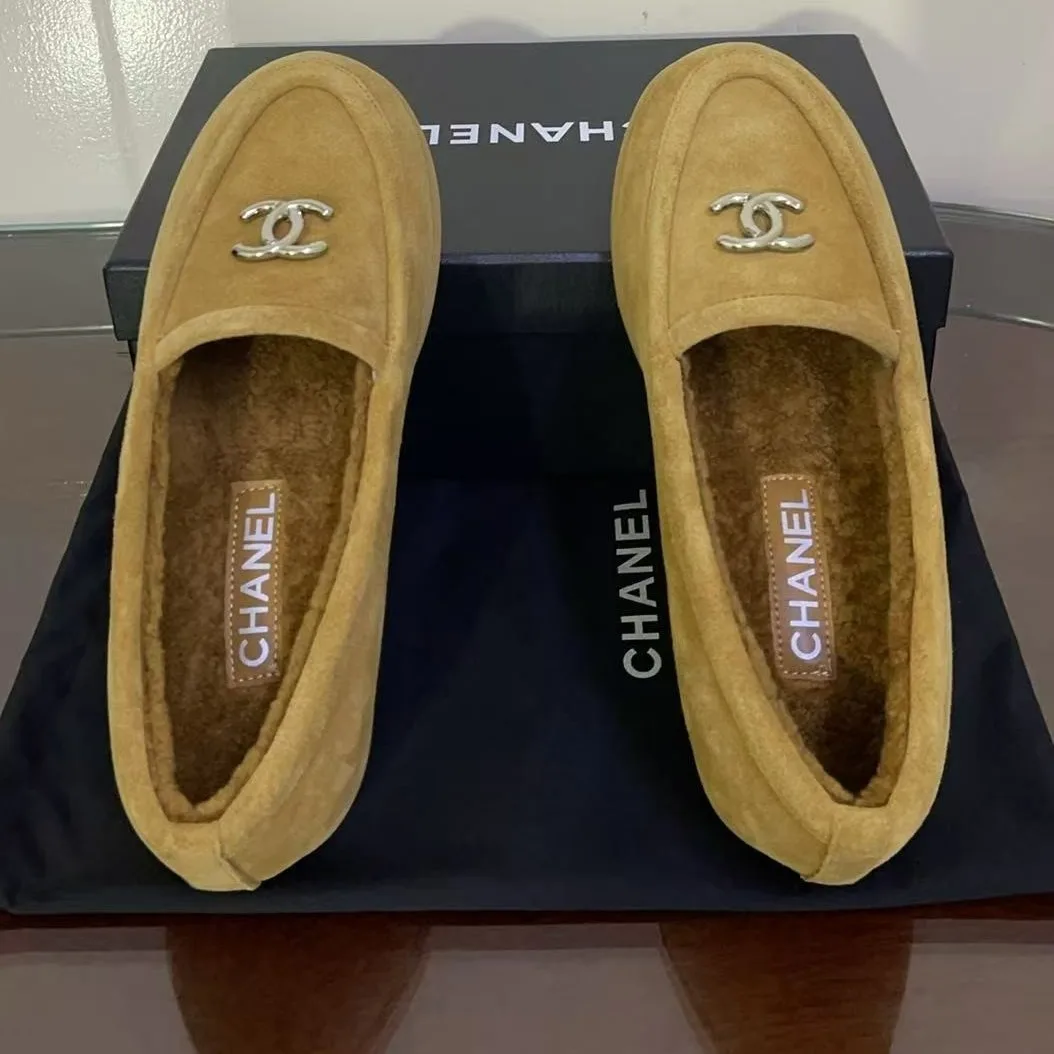 Alternative view of Chanel Shearling Lined Suede Loafers - Size 38EU - 7US