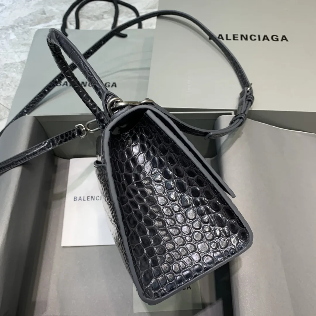 Balenciaga Hourglass Small Handbag In Dark Grey - Image 3