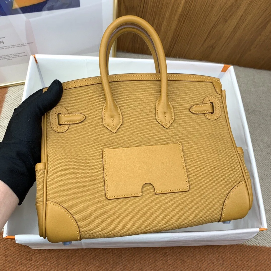Hermes Birkin Cargo 25 Top Handle Bag / Beige Silver Hardware - Image 7