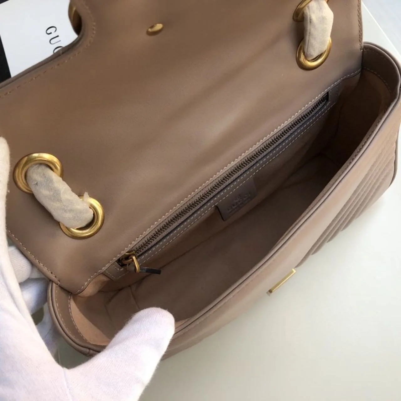 Alternative view of Gucci GG Marmont Matelassé Shoulder Bag Dusty Pink Matelassé Chevron /