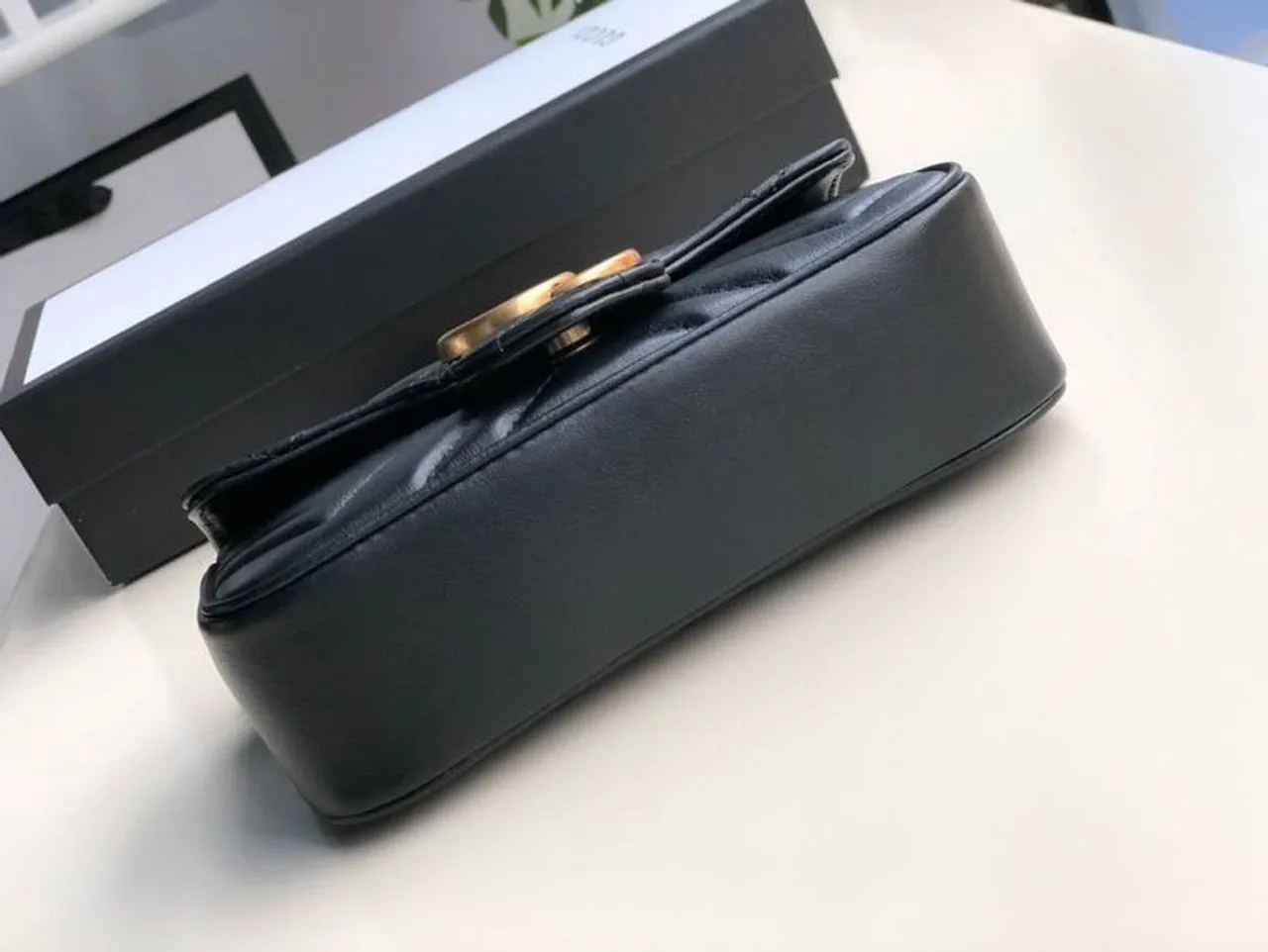 Gucci Marmont Matelassé Super Mini Bag Dusty Black Chevron / - Image 5
