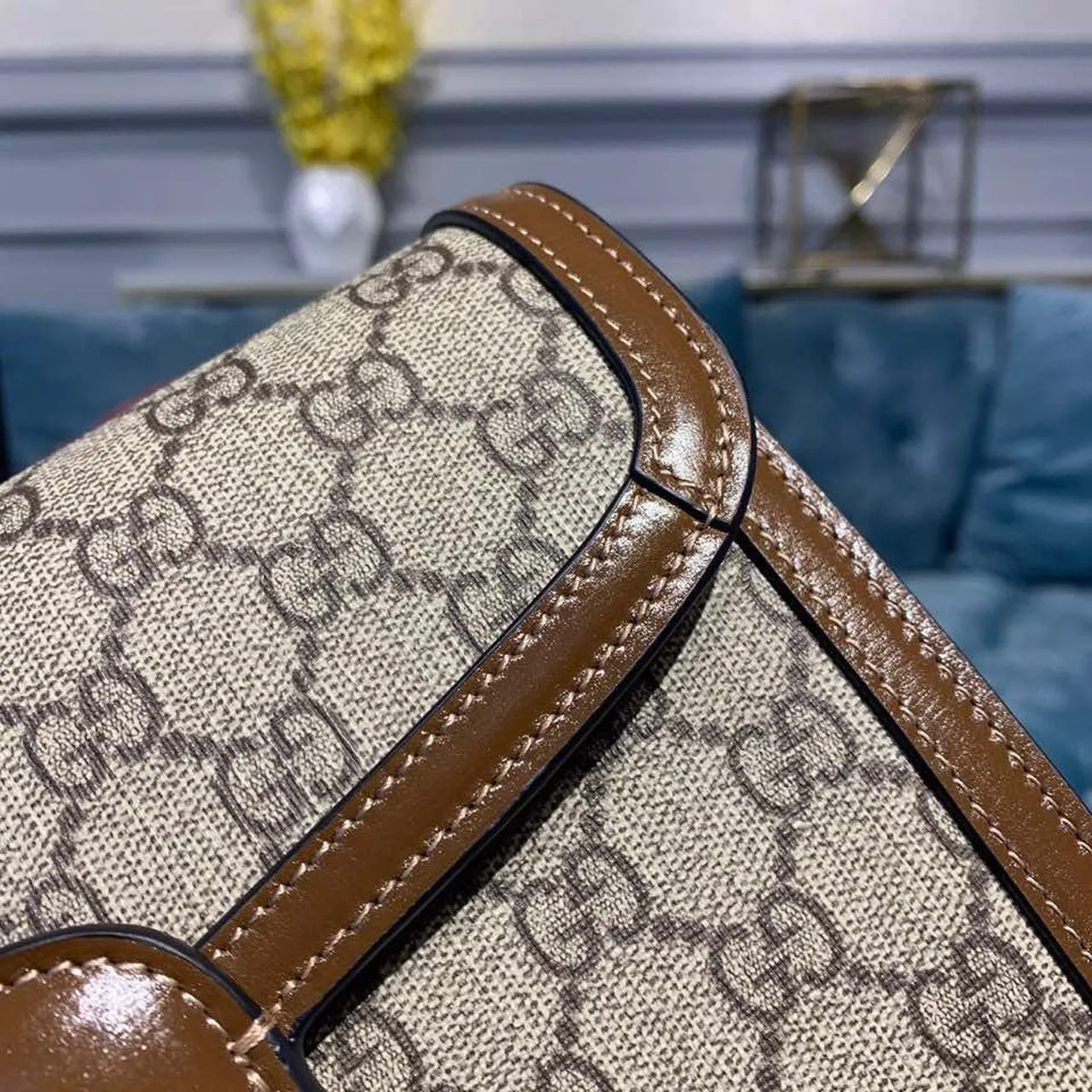 Gucci Horsebit 1955 Shoulder Bag Beige/Ebony GG Supreme Canvas With Brown / - Image 5
