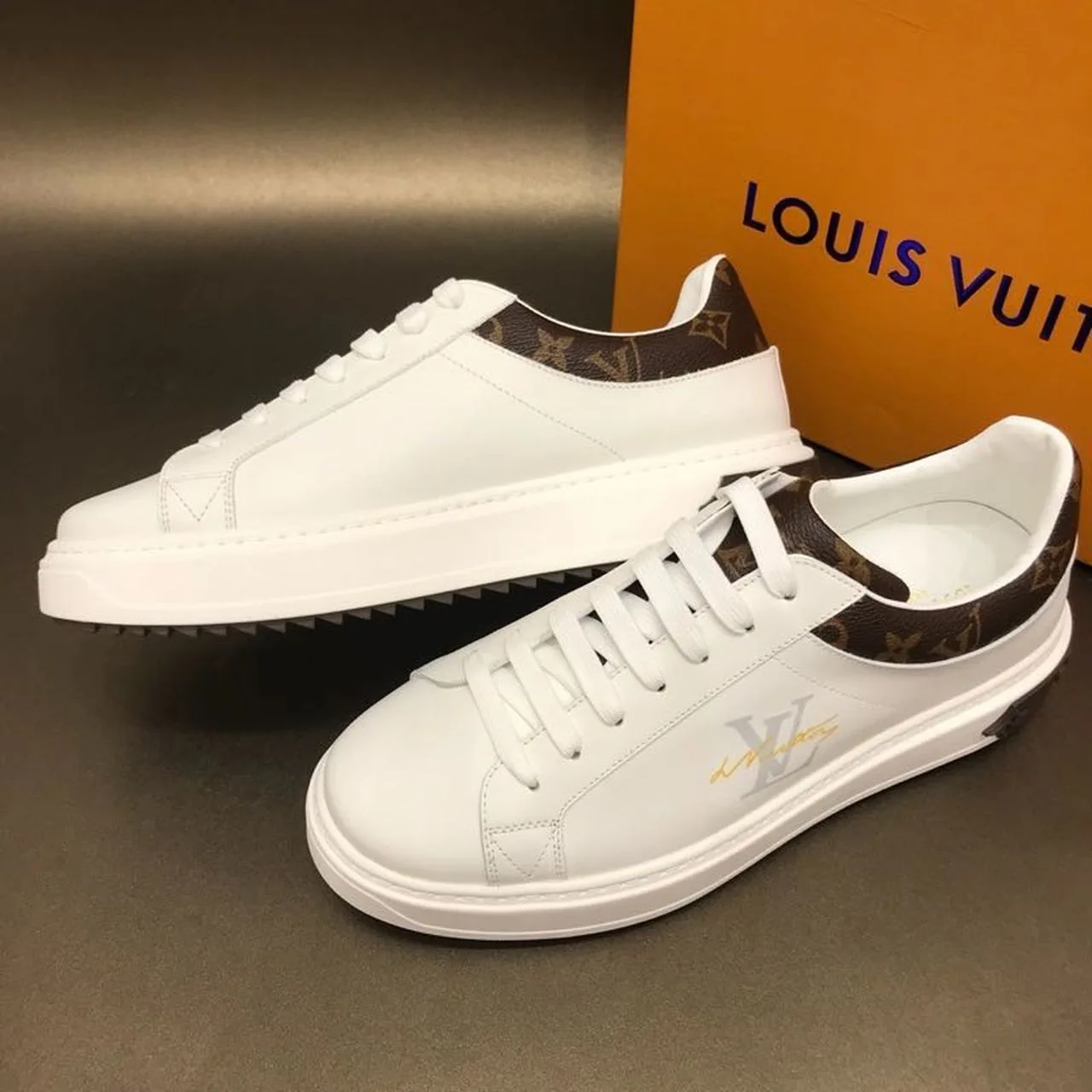 Louis Vuitton Time Out Sneaker Monogram Canvas White/Brown - Image 6