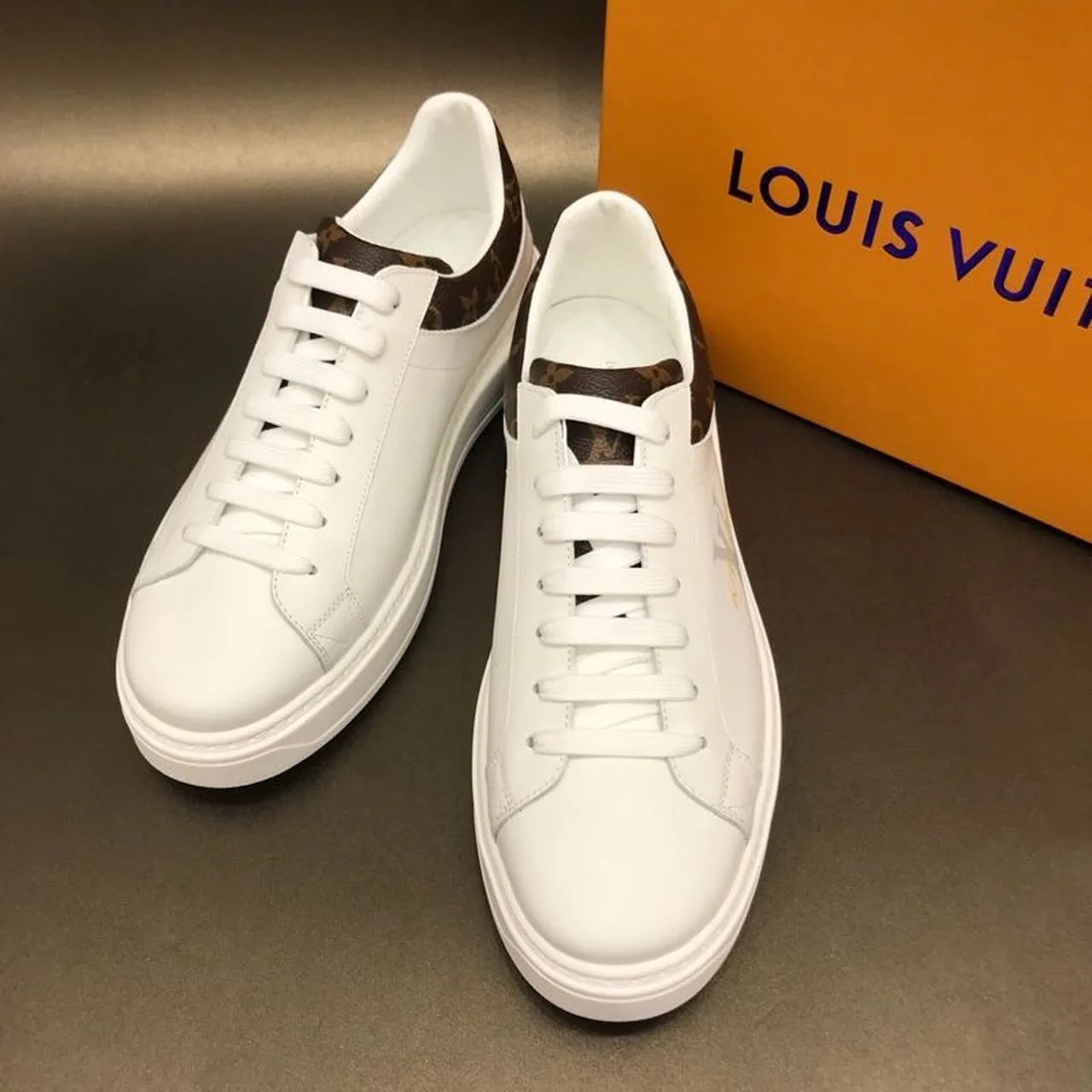 Louis Vuitton Time Out Sneaker Monogram Canvas White/Brown - Image 4