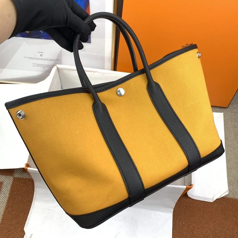 Hermes Garden Party 36 Canvas Tote Bag Yellow/Black - Image 4