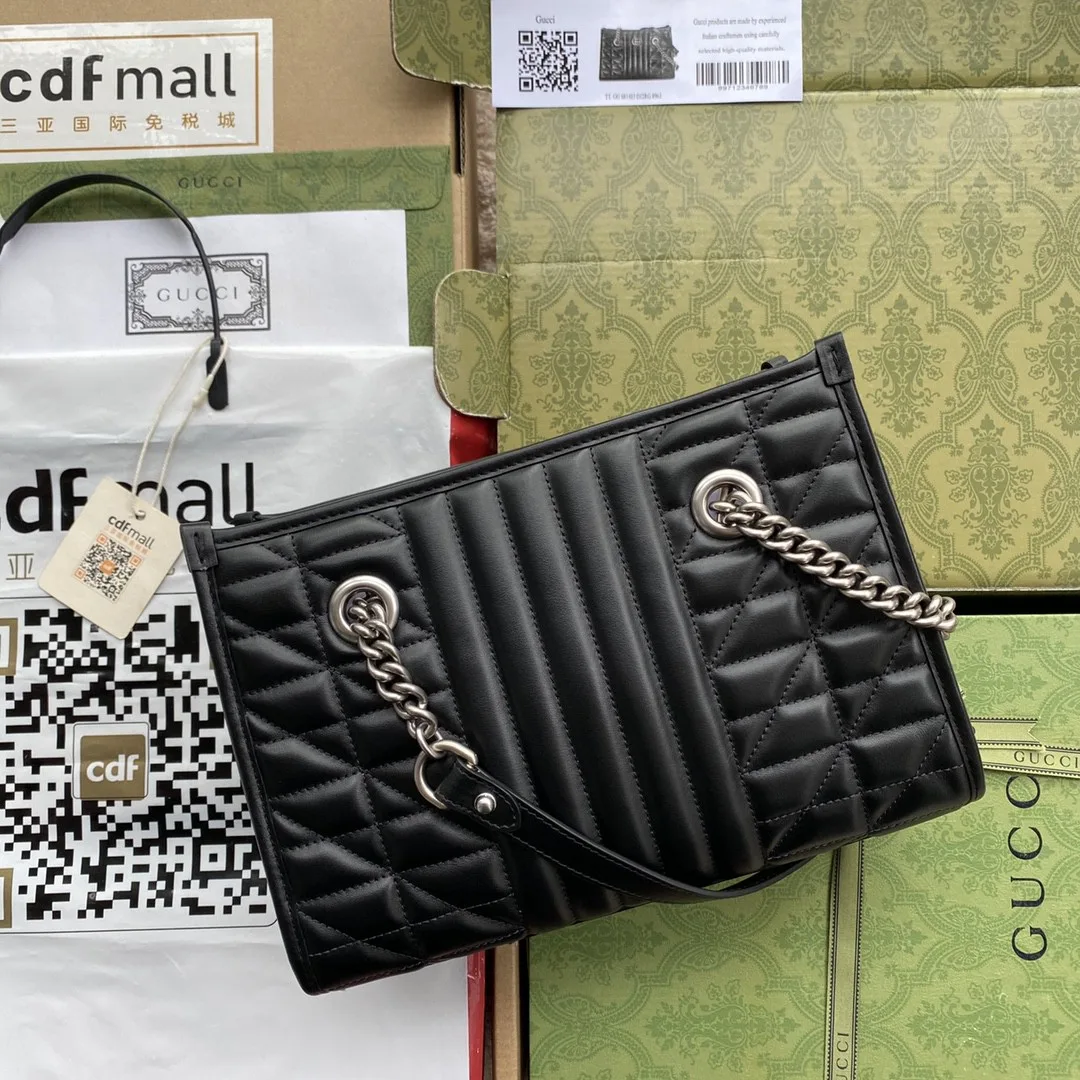 Gucci GG Marmont Small Tote Bag Black Matelasses / - Image 3