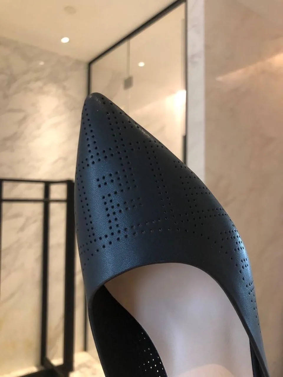Fendi Colibri Perforated FF Sabot Mules Spring/Summer 2020 Collection, Black - Image 9