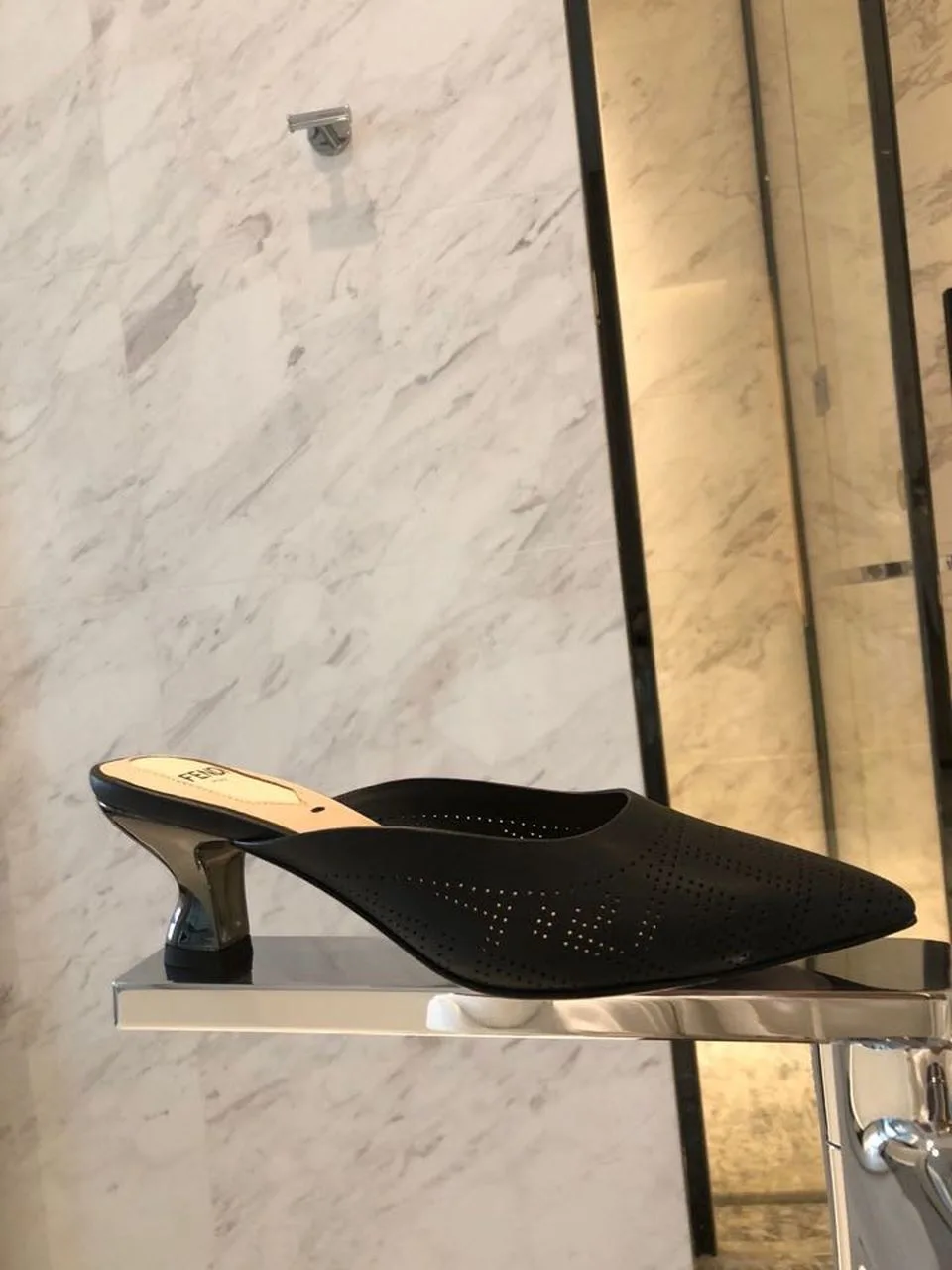 Fendi Colibri Perforated FF Sabot Mules Spring/Summer 2020 Collection, Black - Image 10