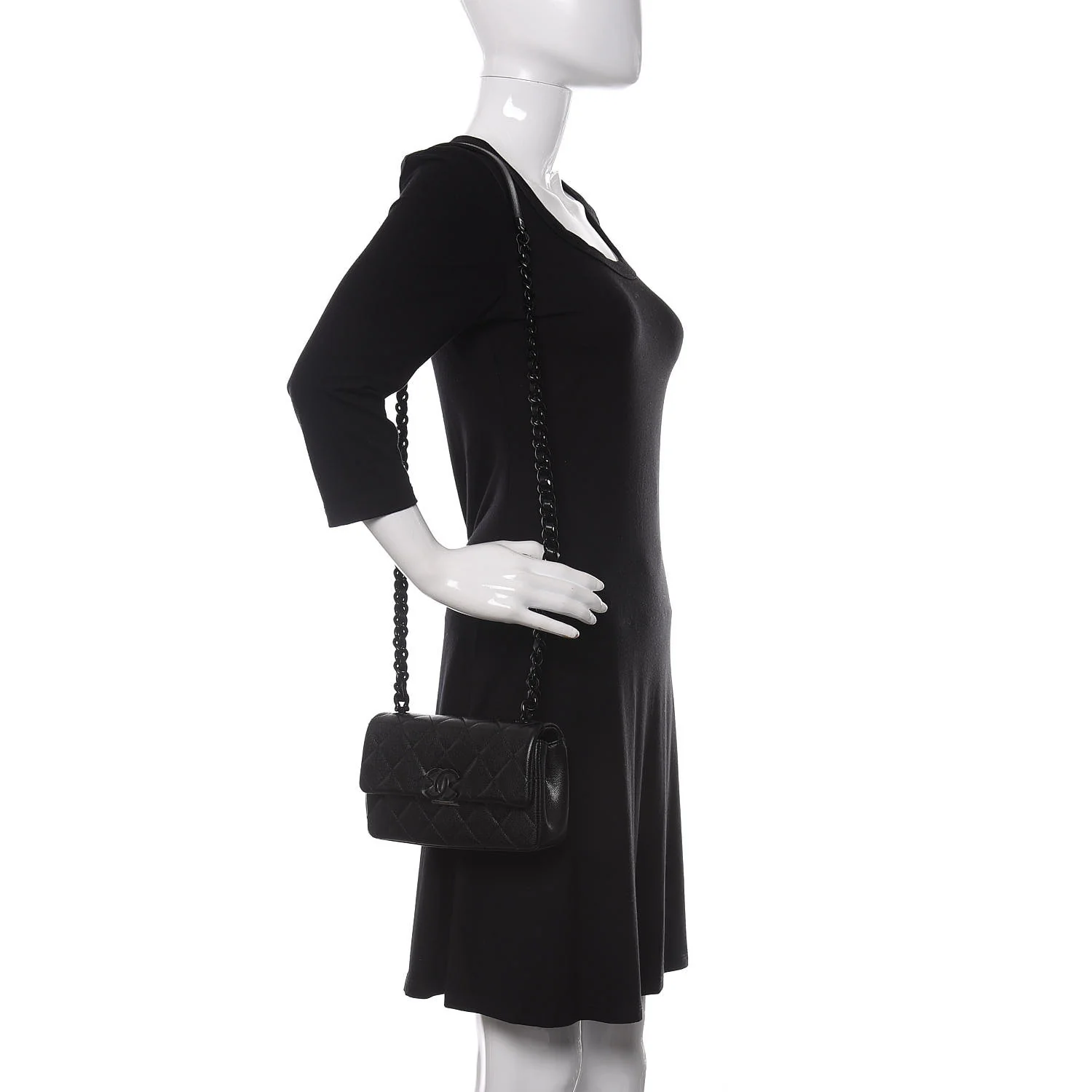 Chanel Flap Bag Small Crossbody / Black Black Hardware - Image 2