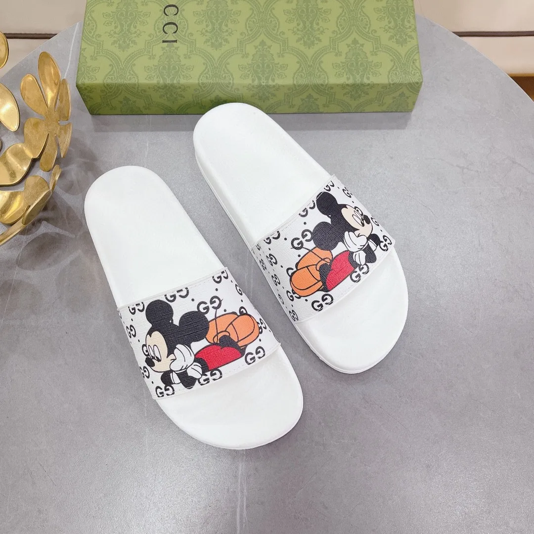 Gucci Women’s GG Slide Sandal With Mickey Mouse White - Image 2