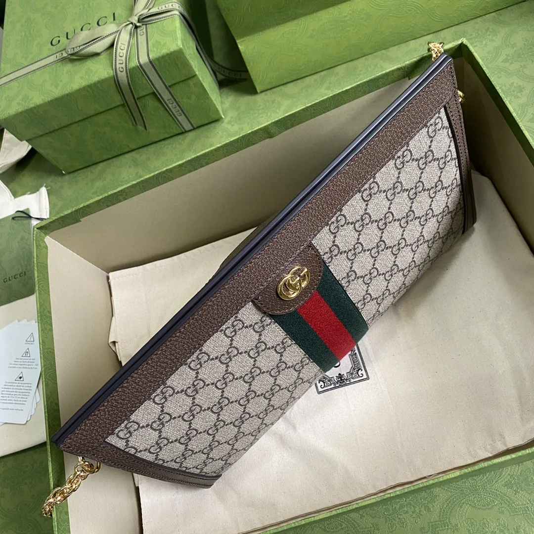 Gucci Ophidia Medium Shoulder Bag / Beige Ebony GG Supreme Canvas Gold Hardware - Image 3