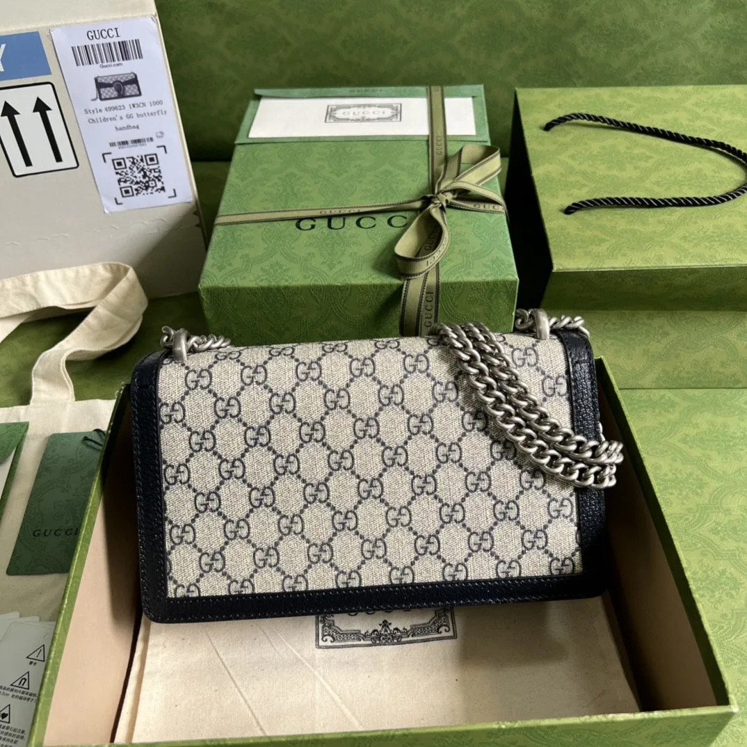Gucci Dionysus Small Shoulder Bag / Beige/ Blue GG Supreme Canvas Antique Silver Hardware - Image 6