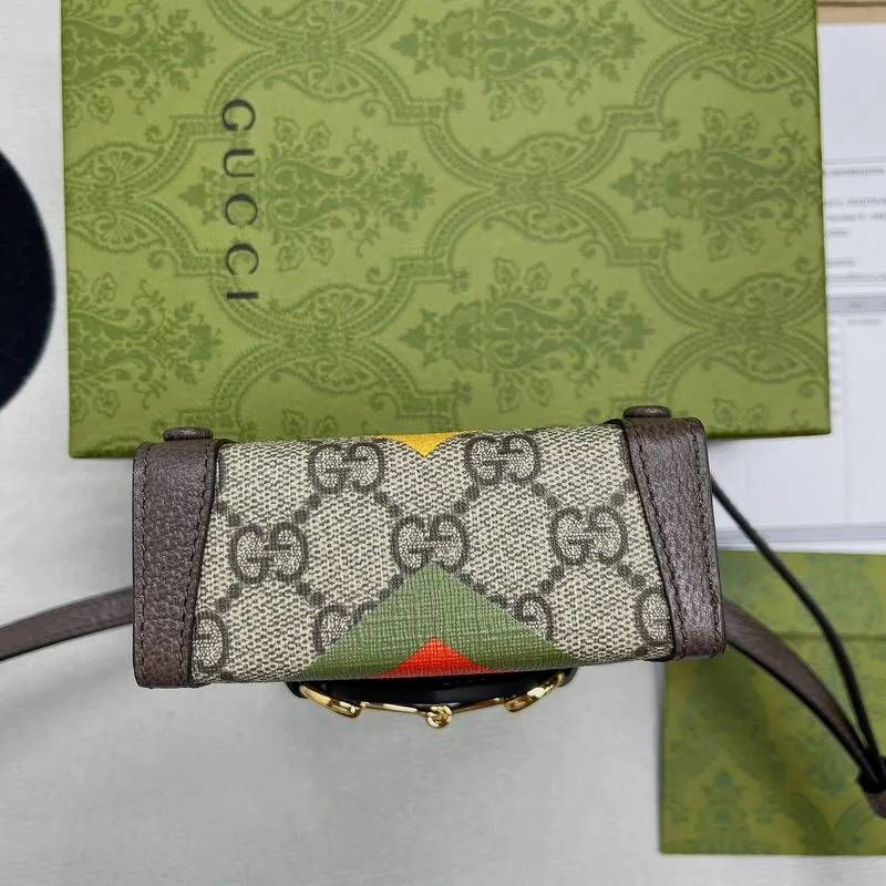 Gucci Horsebit 1955 Mini Bag / Beige/ Ebony GG Supreme Canvas With Geometric Print - Image 12