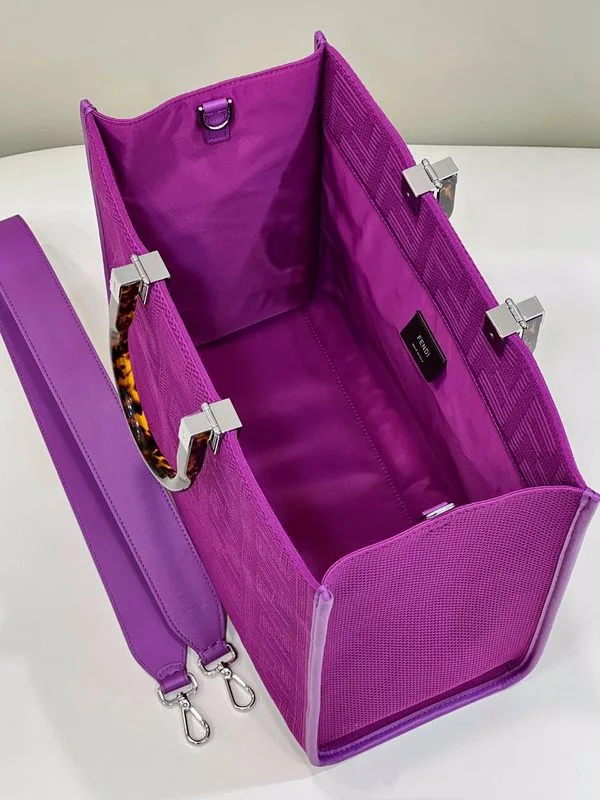 Fendi Sunshine Medium Purple FF fabric shopper Bag For Woman / 8BH386AHWCF037T - Image 5