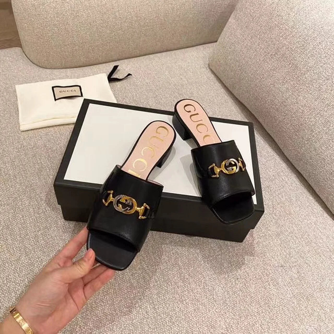 Gucci Gucci Zumi Slide Sandals Black - Image 9