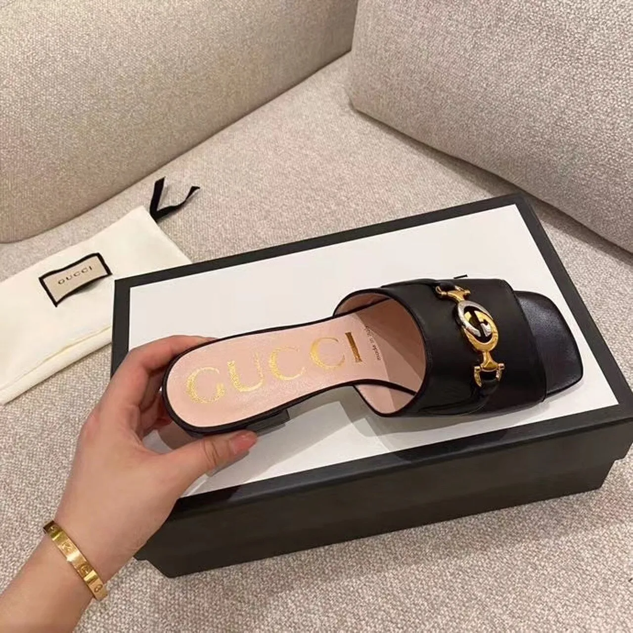 Gucci Gucci Zumi Slide Sandals Black - Image 7