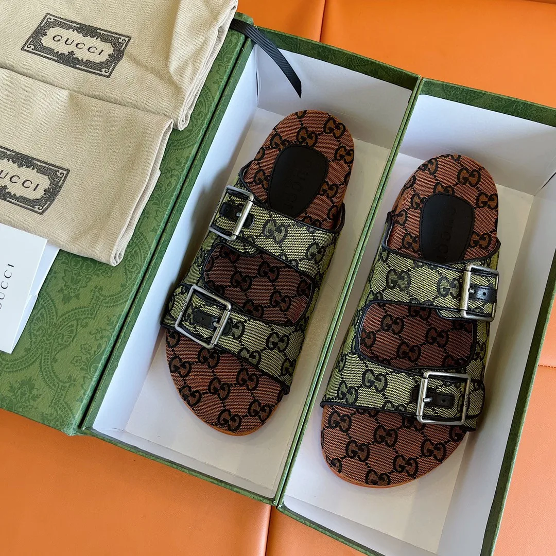 Gucci Slide Sandal With Straps Orange And Green 2HK60 - Image 8
