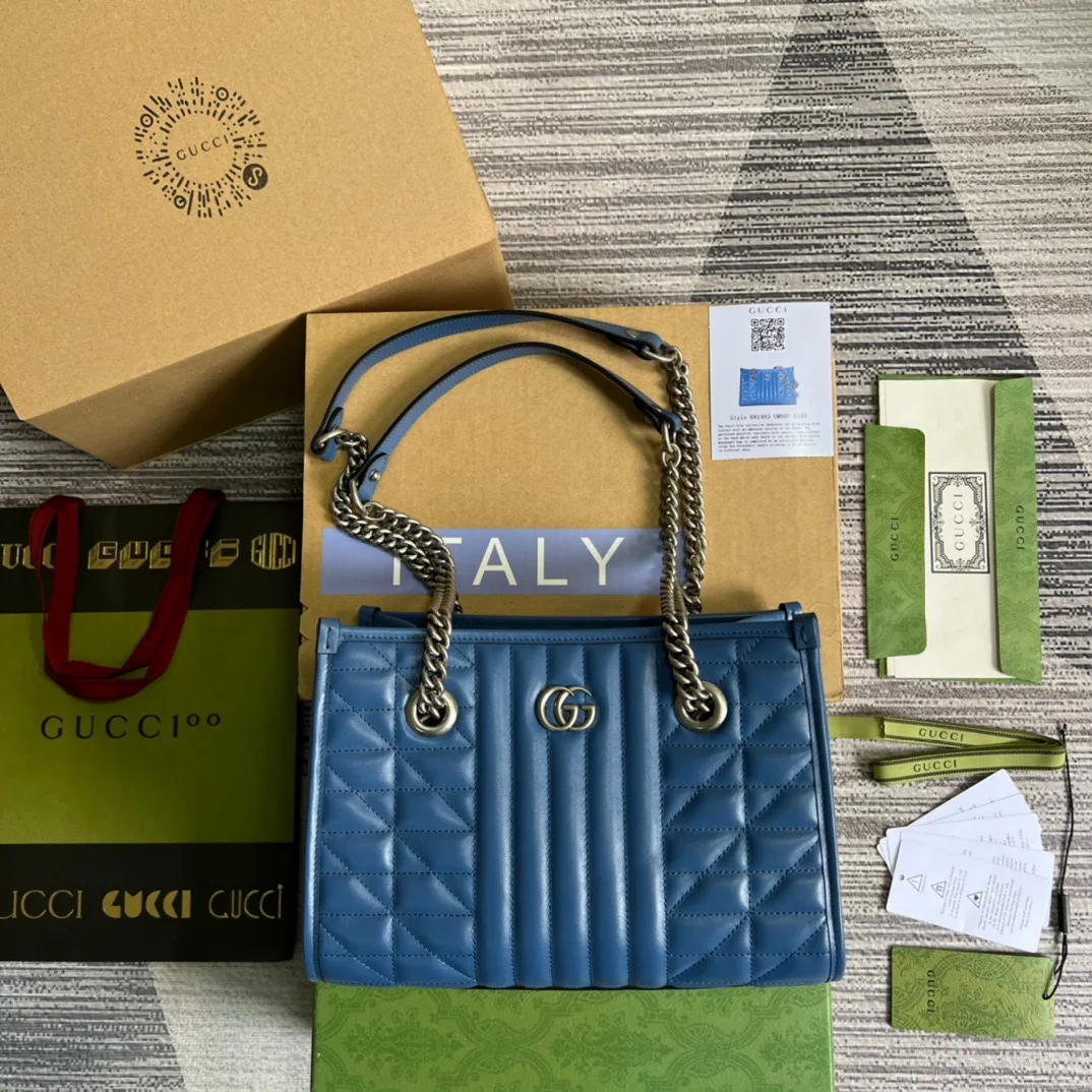 Alternative view of Gucci Marmont Small Matelasse Tote Blue