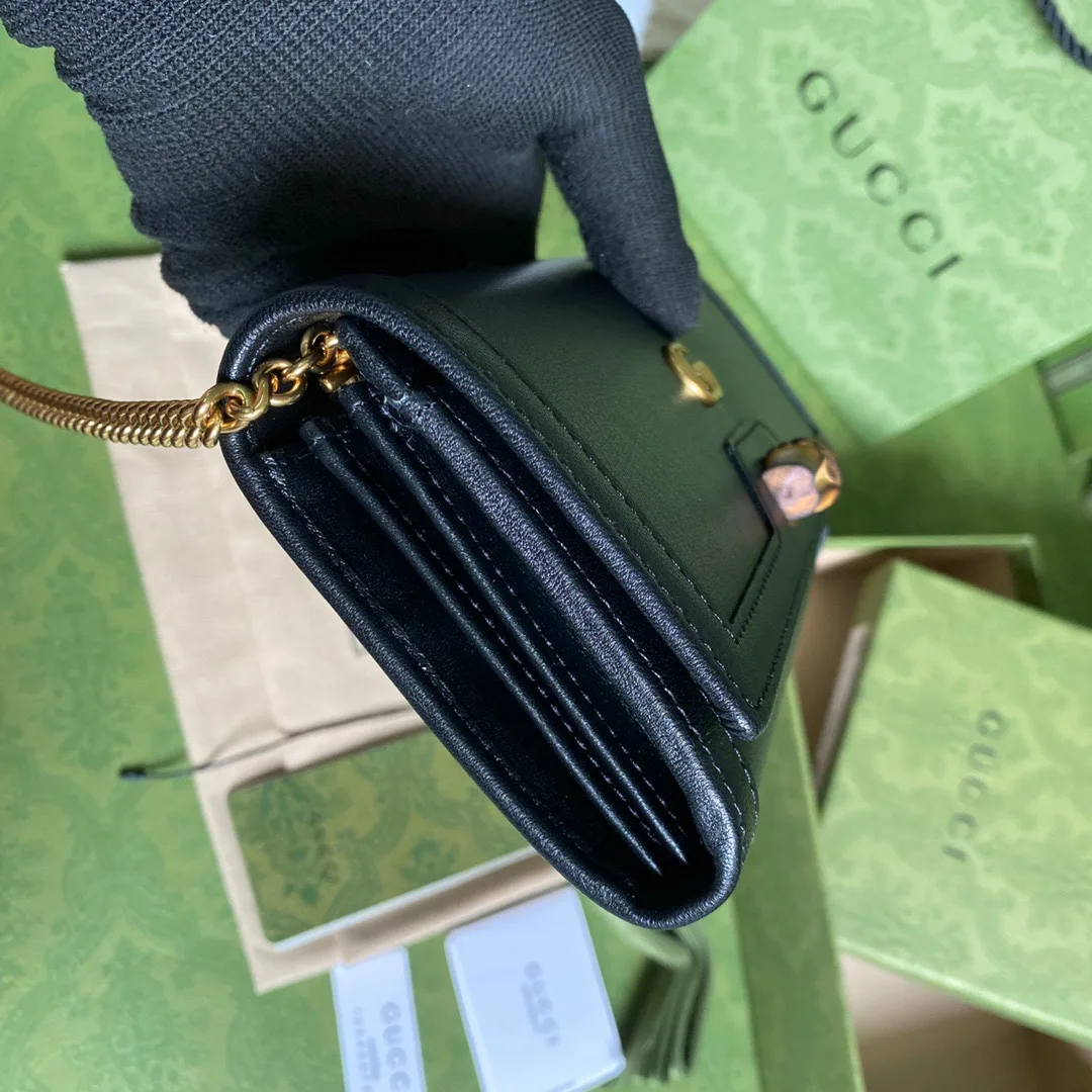 Gucci Diana Chain Wallet With Bamboo Black , / GG - Image 3
