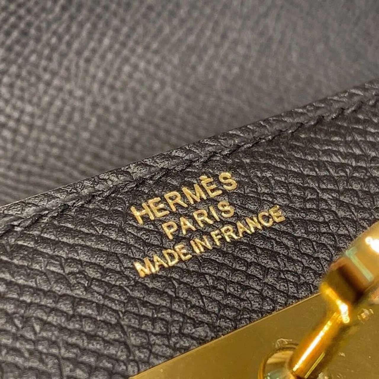 Hermes Kelly Wallet To Go Woc Black With Gold Toned Hardware Bag / - Image 12