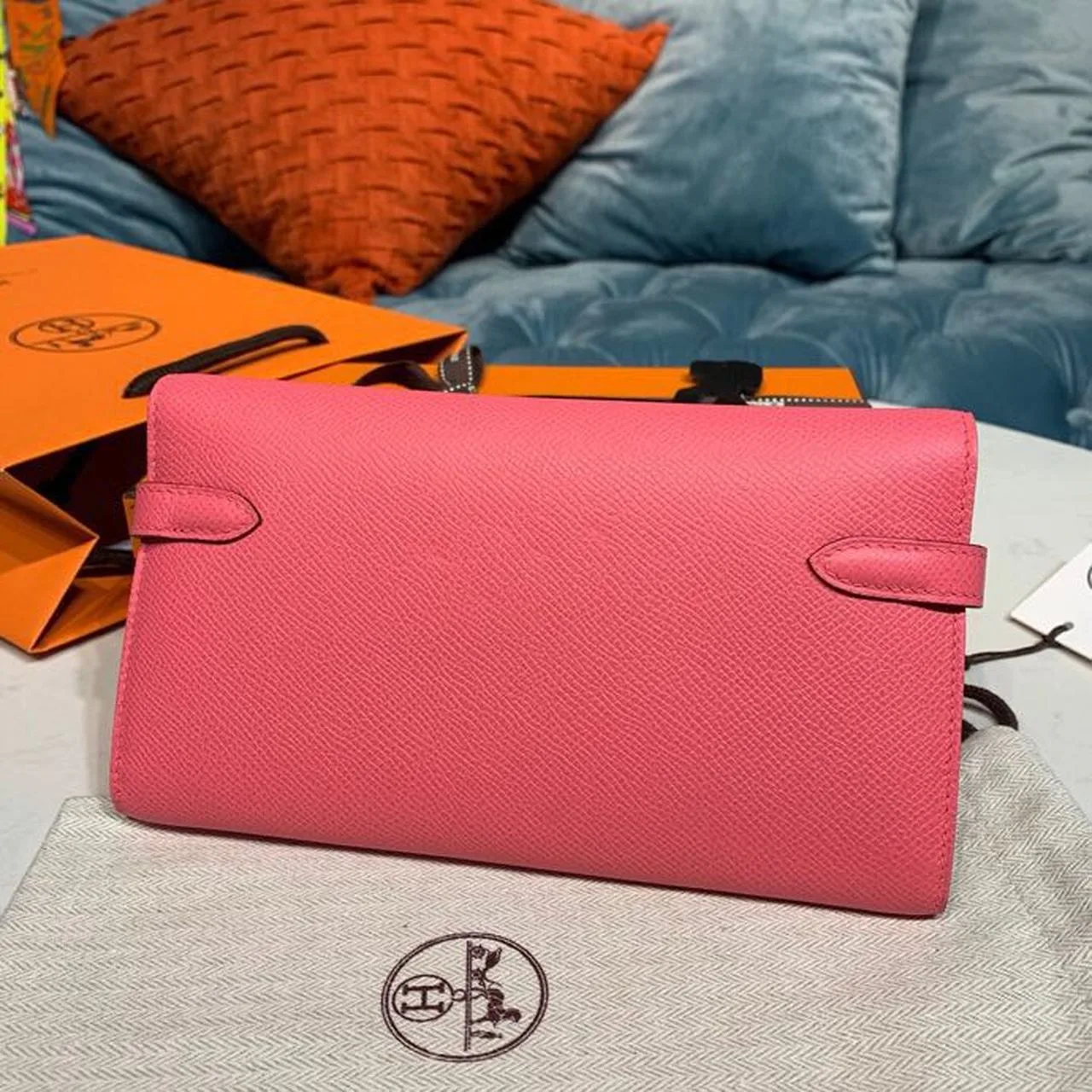 Hermes Kelly Wallet To Go Woc Pink With Gold Toned Hardware Bag / - Image 7