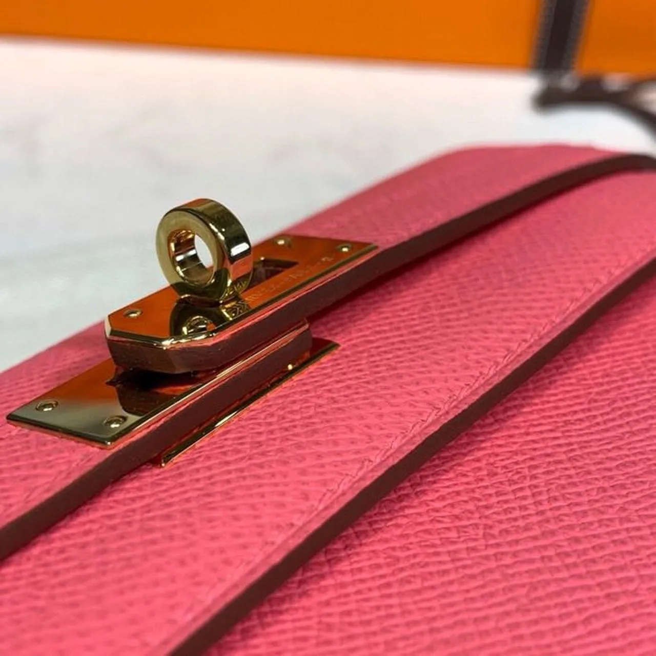 Hermes Kelly Wallet To Go Woc Pink With Gold Toned Hardware Bag / - Image 11