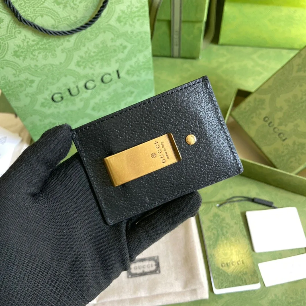 Gucci GG Marmont Card Case Rough Black Gold Toned Hardware / - Image 7