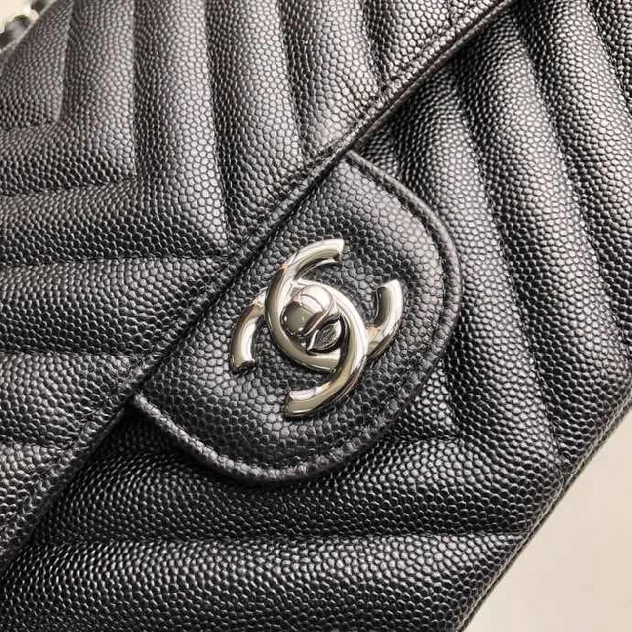 Chanel Chevron Classic Medium Crossbody Bag / Black Silver Hardware - Image 7