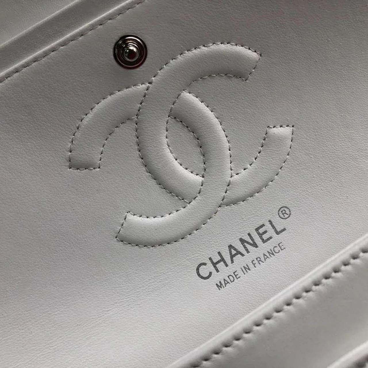 Chanel Classic Double Flap Bag Medium Crossbody / White Silver Hardware - Image 11