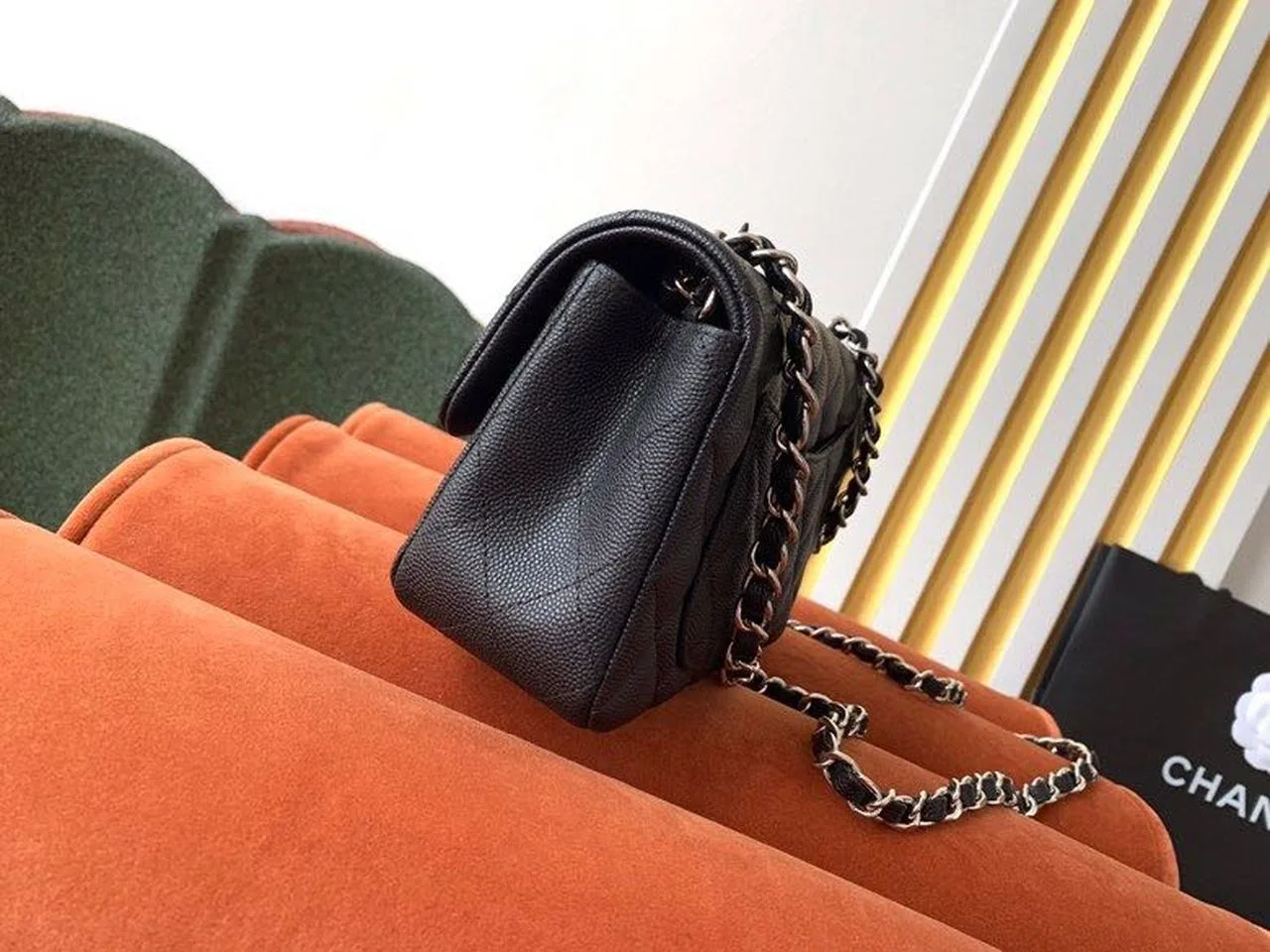 Chanel Classic Flap Bag Small Crossbody / Black Silver Hardware - Image 5