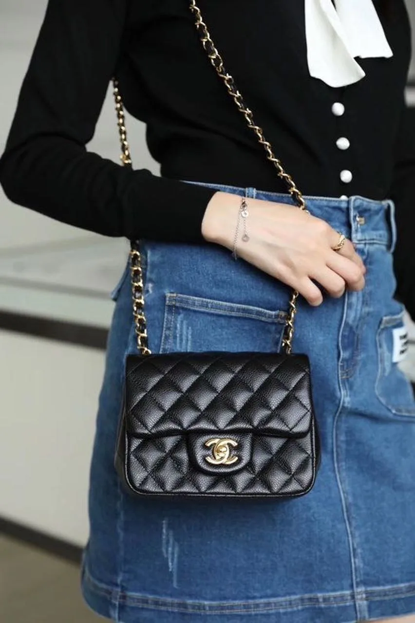 Alternative view of Chanel Classic Flap Bag Mini Crossbody / Black Gold Hardware