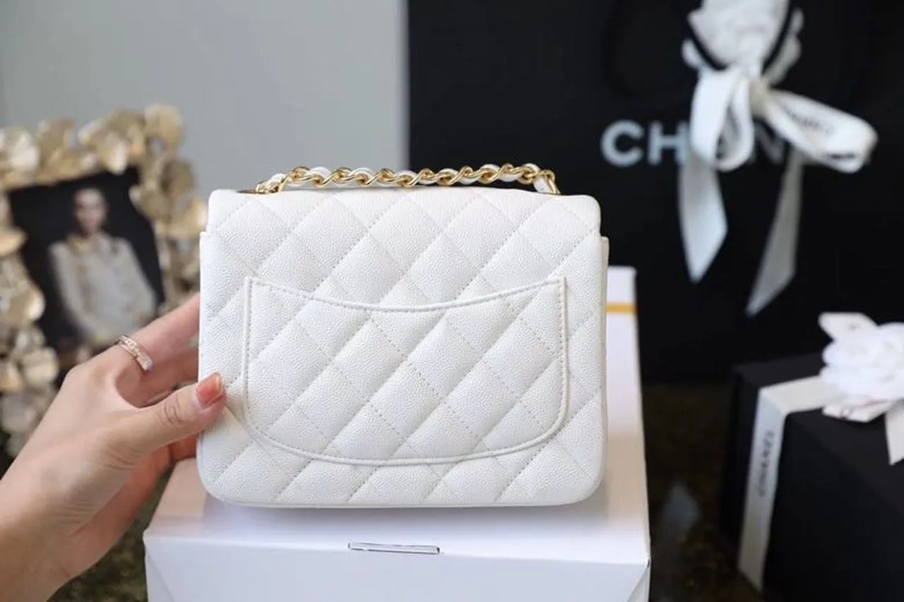 Chanel Classic Flap Bag Mini Crossbody / White Gold Hardware - Image 7