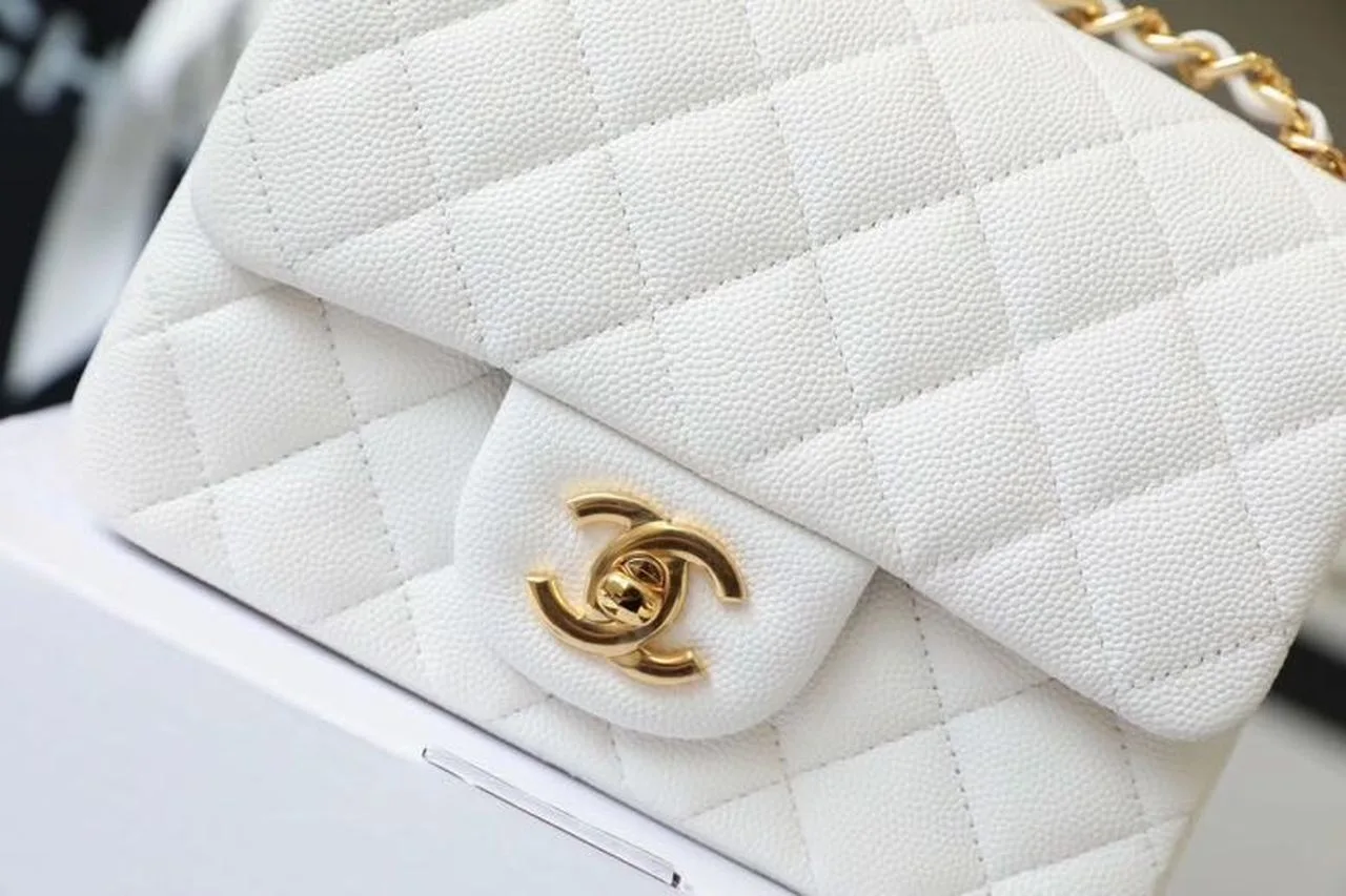 Chanel Classic Flap Bag Mini Crossbody / White Gold Hardware - Image 9