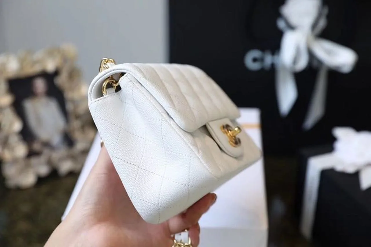 Chanel Classic Flap Bag Mini Crossbody / White Gold Hardware - Image 8