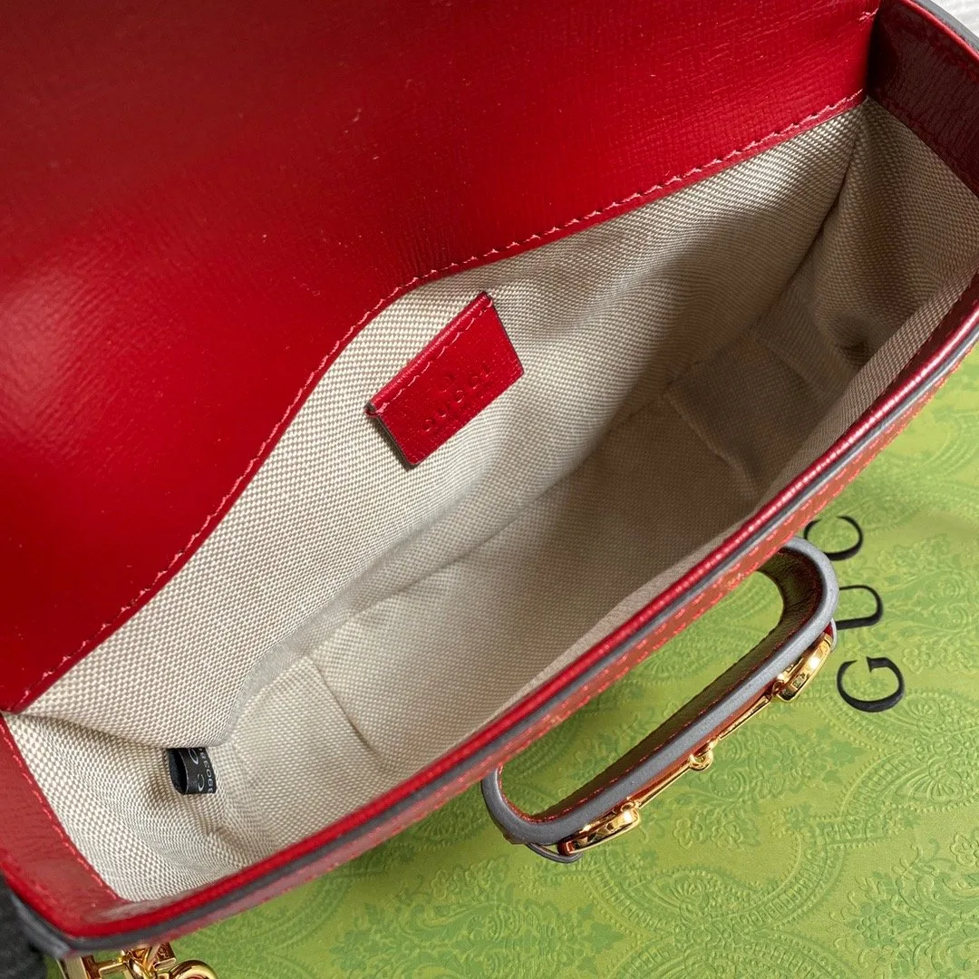 Alternative view of Gucci Horsebit 1955 GG Mini Bag Red