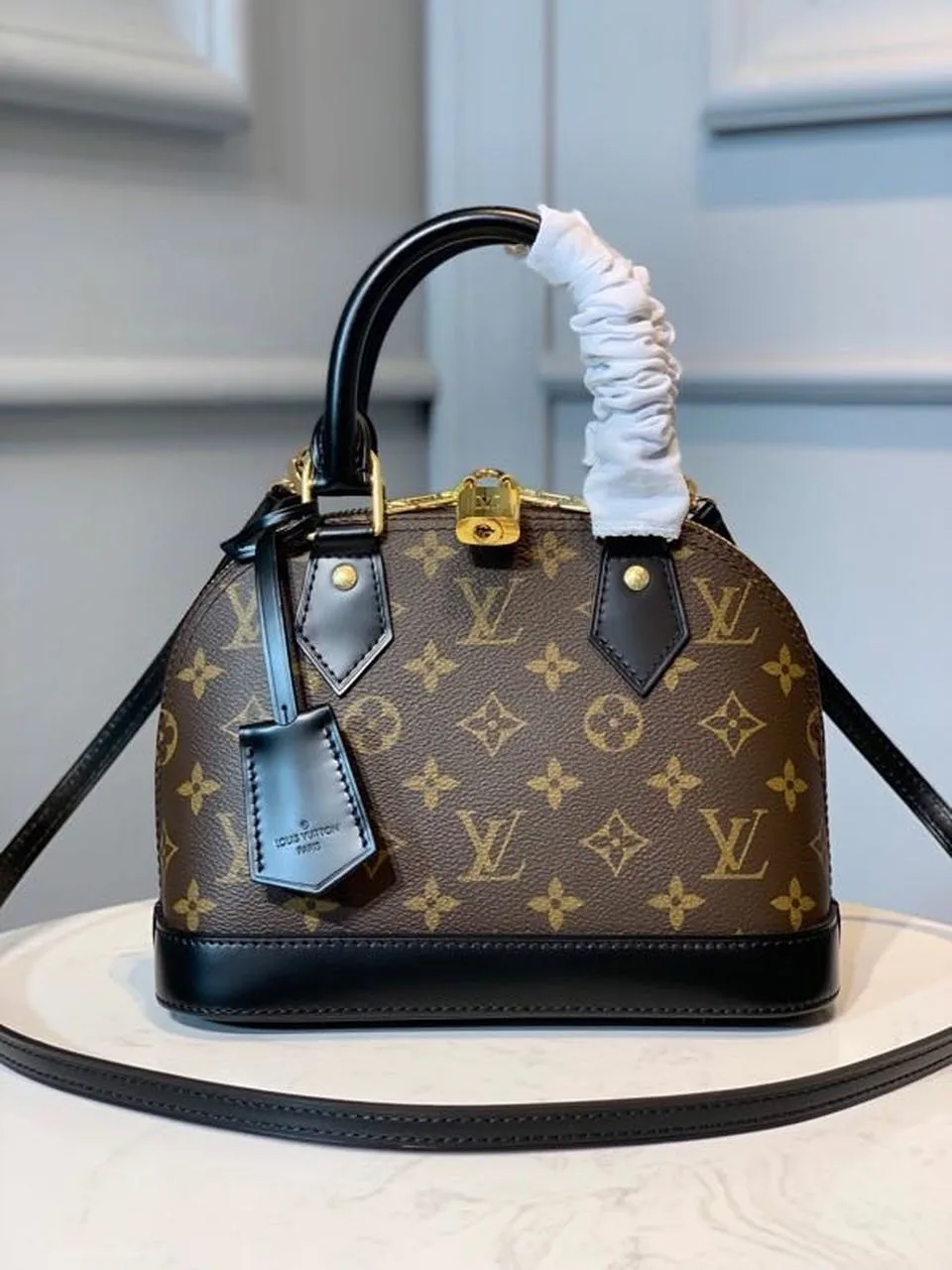 Alternative view of Louis Vuitton Alma BB Top Handle Bag / Brown Monogram Canvas Gold Hardware