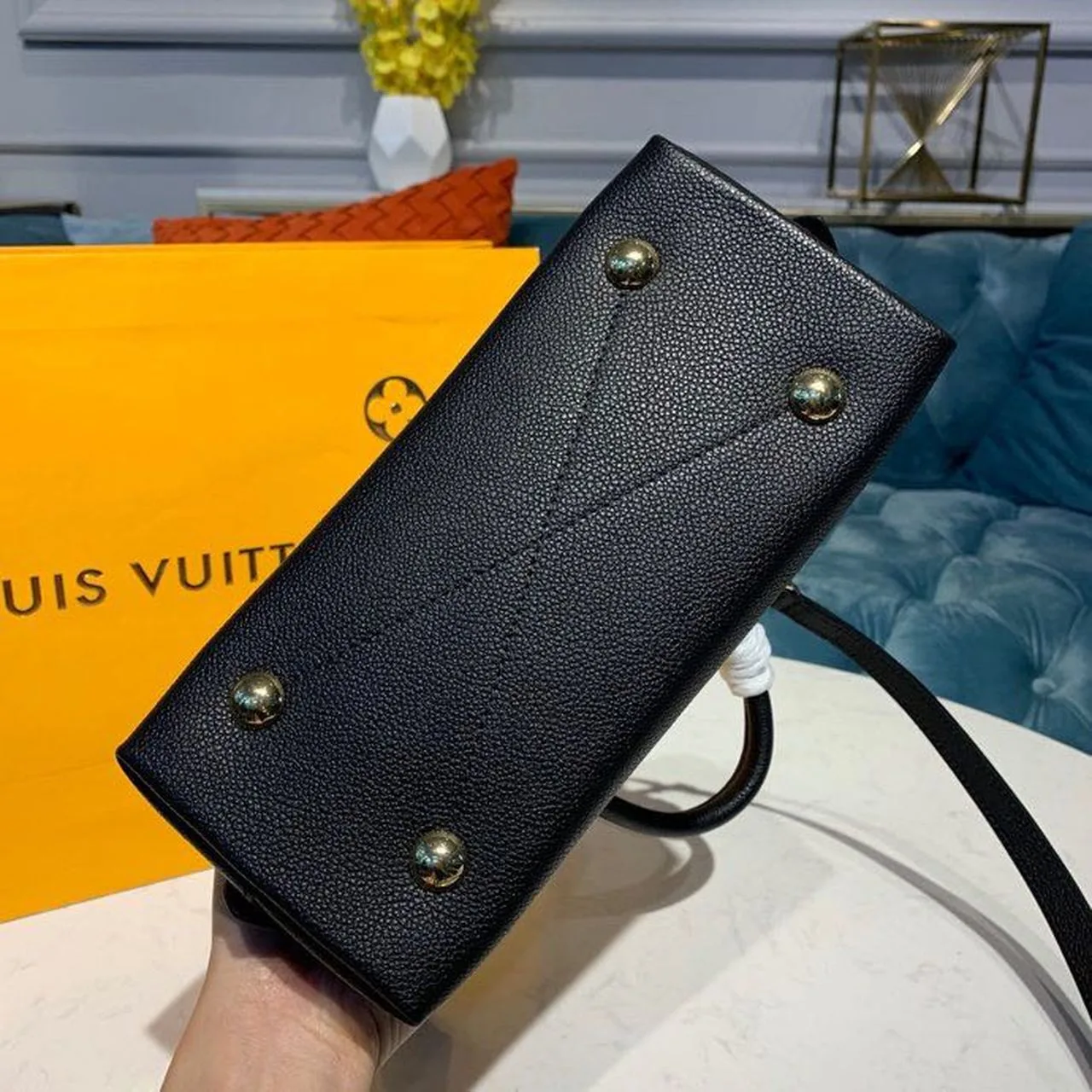 Louis Vuitton Neo Alma BB Top Handle Bag / Black Monogram Empreinte Gold Hardware - Image 5