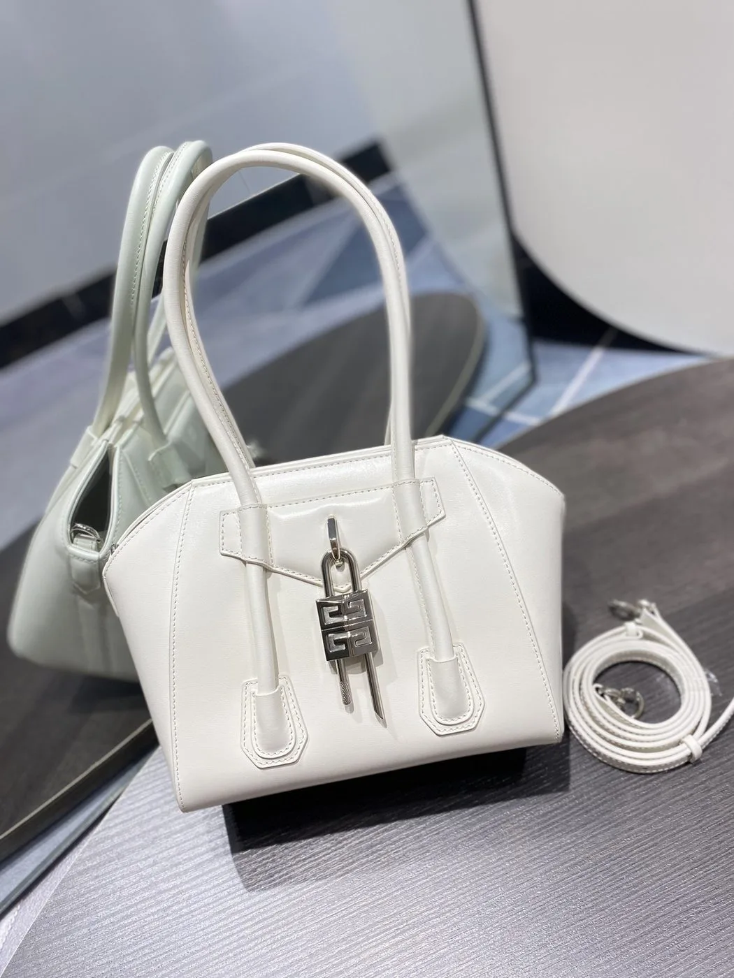 Alternative view of Givenchy Mini Antigona Lock Bag Ivory